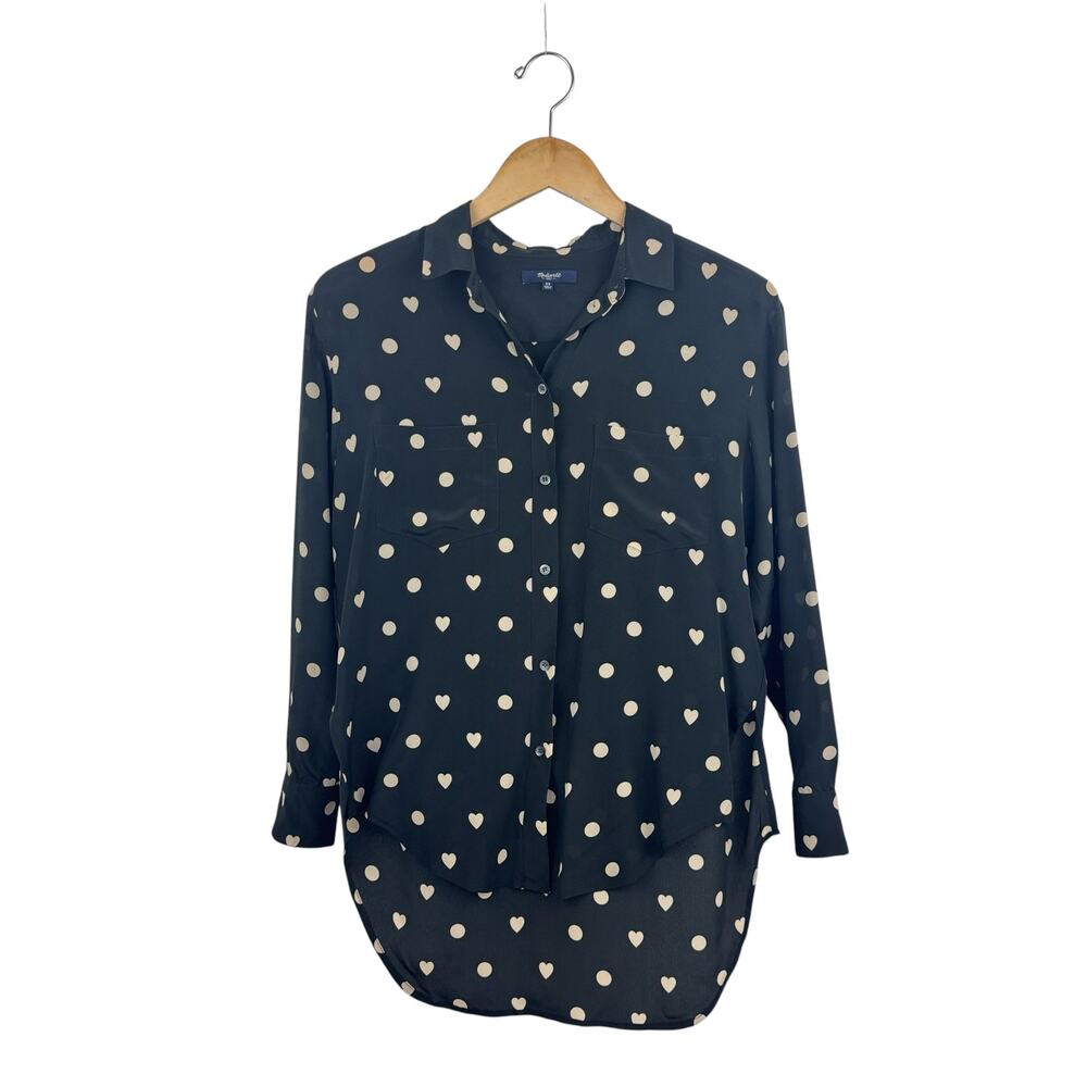 Madewell Hearts & Polka Dots Silk Shirt